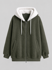 Sherpa-Lined | Women's Sherpa Lined Hooded Puffer Jacket with Oversized Zip-Up Lightweight
