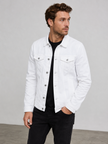 Denim Jacket Men Button Front Classic Collar Chest Pockets