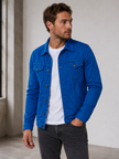 Denim Jacket Men Button Front Classic Collar Chest Pockets