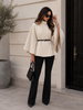 Knit Top Women High Collar Relaxed Fit with Belt