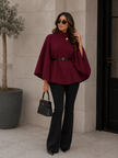 Knit Top Women High Collar Relaxed Fit with Belt
