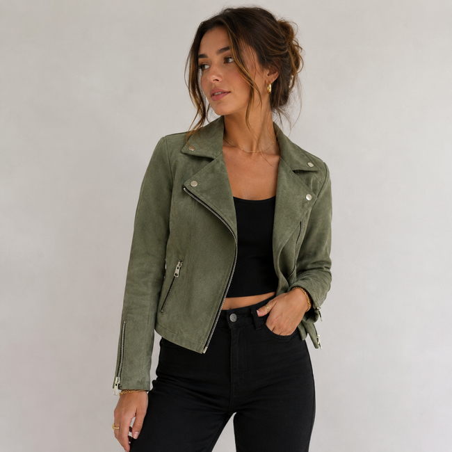 Brooklyn | Slim-Fit Suede Moto Jacket for Women