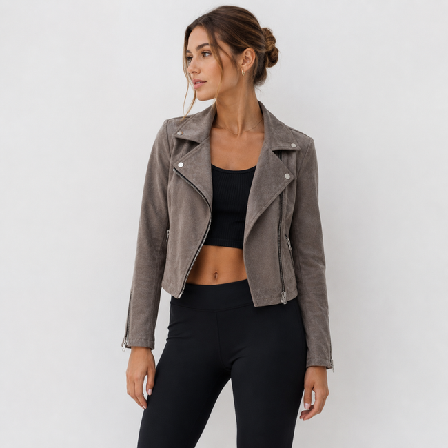 Brooklyn | Slim-Fit Suede Moto Jacket for Women