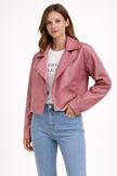 Zip Jacket Women Short Straight Fit Urban Lapel