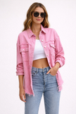 Denim Jacket Women Relaxed Fit Button Front Casual