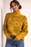 Knit Sweater Women High Neck Relaxed Fit Long Sleeve