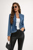 Denim Jacket Women Short Fitted Ruffle Open Front