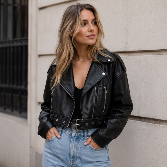 Gemma | Faux Leather Moto Jacket for Women