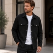 Utility Jacket Men Snap Button Flap Chest Pockets Straight Fit