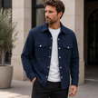 Utility Jacket Men Snap Button Flap Chest Pockets Straight Fit