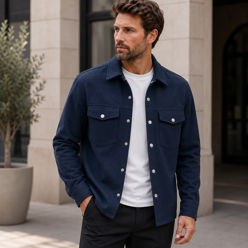 Utility Jacket Men Snap Button Flap Chest Pockets Straight Fit