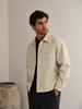 Utility Jacket Men Snap Button Classic Collar Regular Fit Hip Length