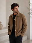 Utility Jacket Men Snap Button Classic Collar Regular Fit Hip Length