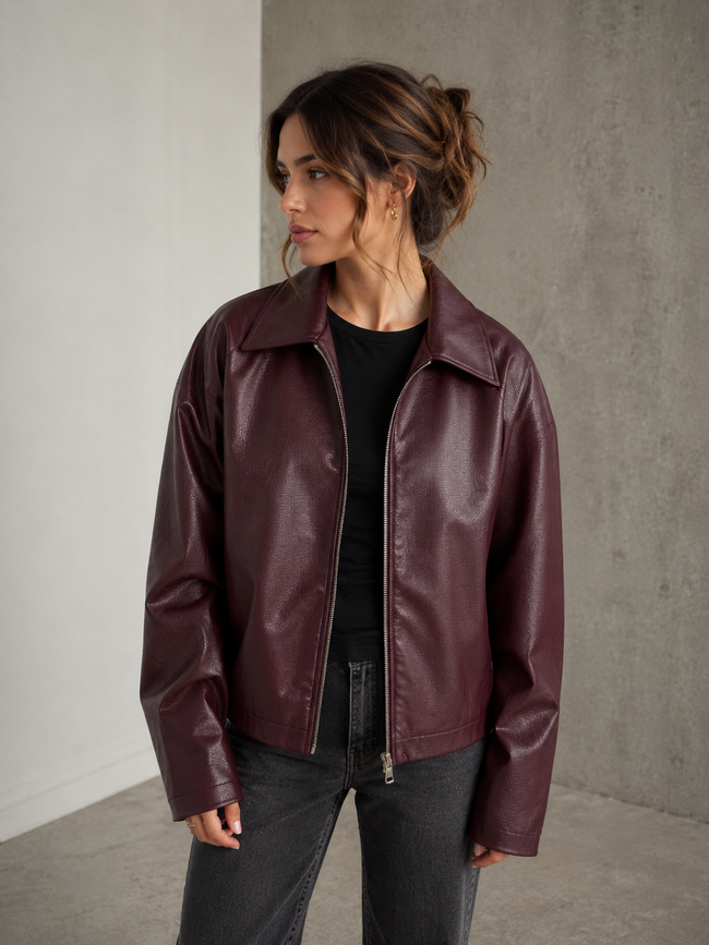 Eden | Zip-Up Faux Leather Jacket for Women
