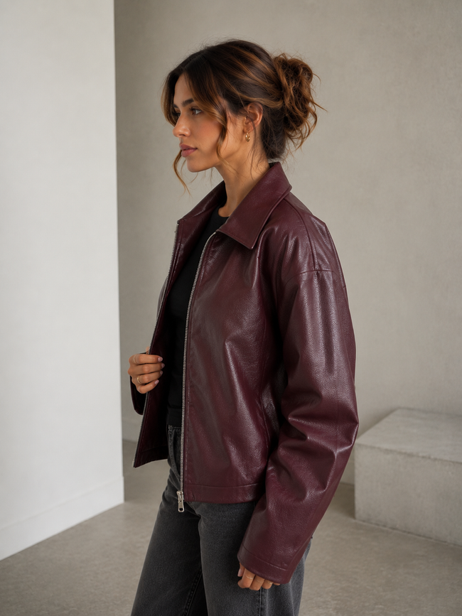 Eden | Zip-Up Faux Leather Jacket for Women