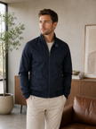 Overshirt Jacket Men Cotton Blend Zip Stand Collar Regular Fit