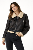 Aviator Jacket Women Thermal Lined Faux Leather