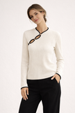 Knit Sweater Women Asymmetric Neck Ribbed Cut-Out