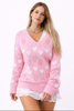 V-Neck Heart Knit Sweater Women Lightweight