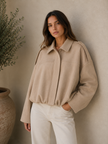 Cropped Jacket Women Oversized Relaxed Fit Shirt Collar