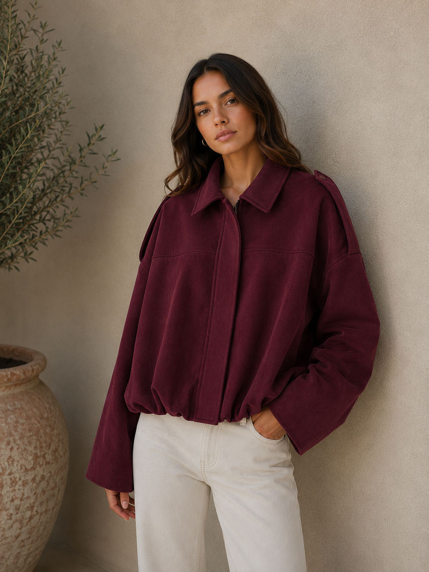 Cropped Jacket Women Oversized Relaxed Fit Shirt Collar
