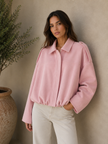 Cropped Jacket Women Oversized Relaxed Fit Shirt Collar
