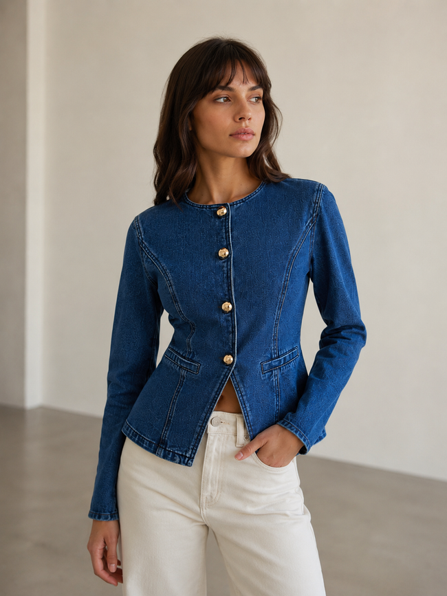 Eliana | Cropped Denim Jean Jacket for Women