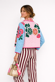 Quilted Print Jacket Women Button Front Straight Fit