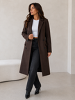 Long Coat Women Tailored Lapel Collar Button Front Winter