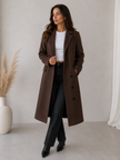 Long Coat Women Tailored Lapel Collar Button Front Winter
