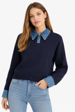 Collared Knit Sweater Women Shirt Collar Long Sleeve