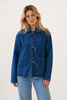 Denim Jacket Women Relaxed Fit with Front Tie Detail