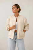 Padded Jacket Women Oversized Relaxed Fit with Snap Buttons