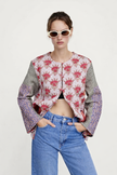 Patchwork Print Jacket Women Lightweight Cotton Relaxed Fit