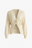 Knit Cardigan Women Gold Button Round Neck Long Sleeve