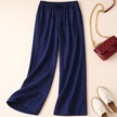 FJØRNA women's lightweight summer trousers with drawstring elastic waist, casual fit, soft fabric, perfect for warm weather.