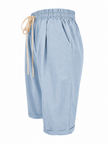 FJØRNA women's lightweight summer capri pants with drawstring elastic waist, casual trousers for warm weather, relaxed fit.