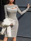 FJØRNA women's midi dress with chest zipper cut-out and sleek design, perfect for day to night wear.