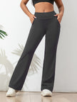 Flared Trousers Women High Waist Stretch Pockets