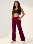 Flared Trousers Women High Waist Stretch Pockets