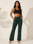 Flared Trousers Women High Waist Stretch Pockets