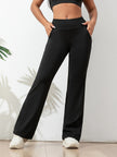 Flared Trousers Women High Waist Stretch Pockets