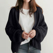 Balloon-Sleeve Cardigan Women, Soft Open-Front Knit Relaxed Fit
