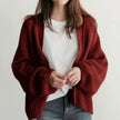 Balloon-Sleeve Cardigan Women, Soft Open-Front Knit Relaxed Fit