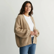 Balloon-Sleeve Cardigan Women, Soft Open-Front Knit Relaxed Fit