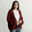 Balloon-Sleeve Cardigan Women, Soft Open-Front Knit Relaxed Fit