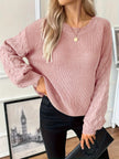 Knit Sweater Women Diamond Pattern Relaxed Fit Dropped Shoulder