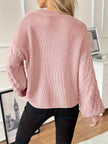 Knit Sweater Women Diamond Pattern Relaxed Fit Dropped Shoulder
