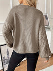 Knit Sweater Women Diamond Pattern Relaxed Fit Dropped Shoulder