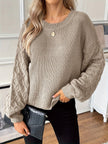 Knit Sweater Women Diamond Pattern Relaxed Fit Dropped Shoulder